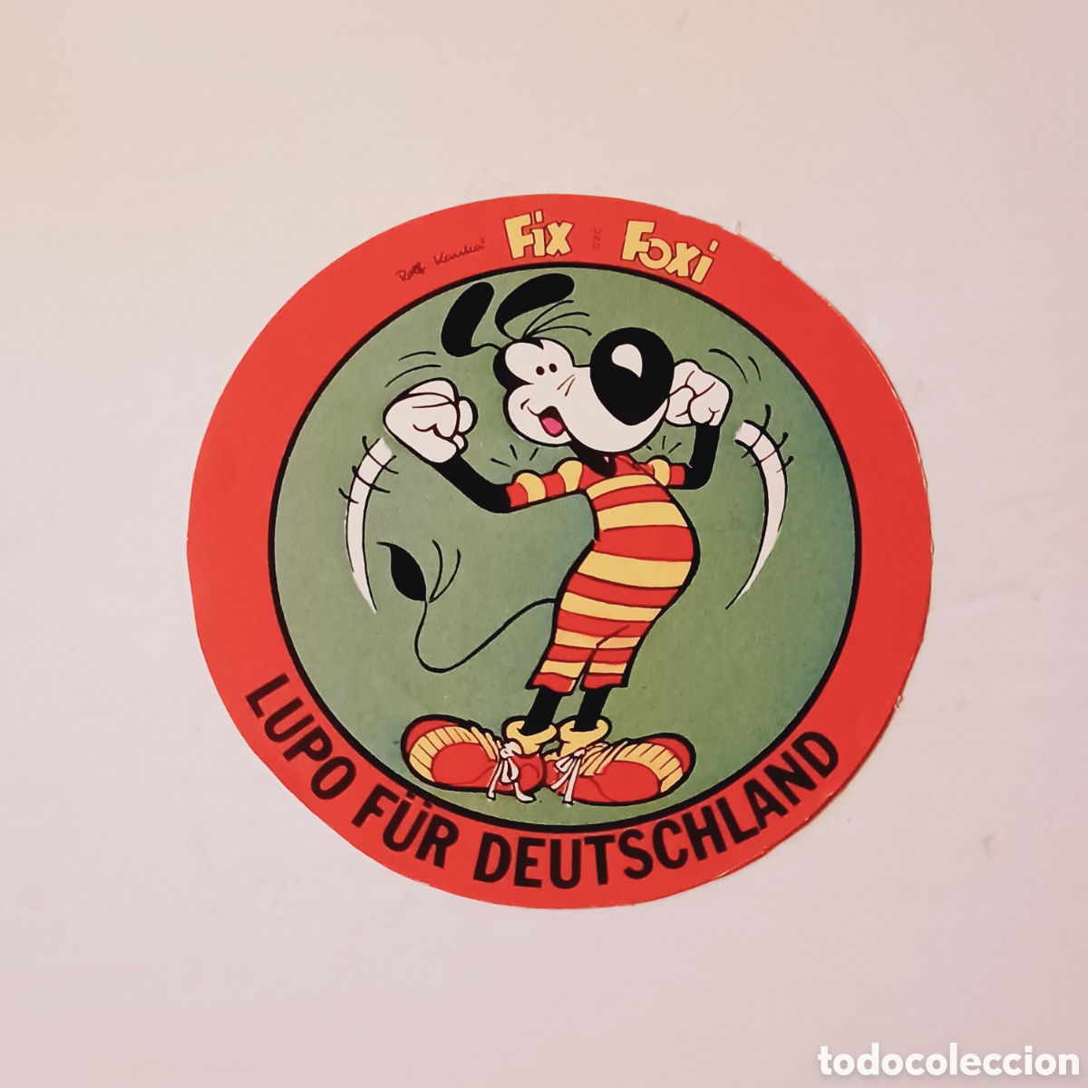 Pegatinas de colecci&oacute;n: Pegatina Adhesivo a&ntilde;os 80 Alemania Alem&aacute;n Fix Foxi Lupo fur Deutschland 7,5 cm di&aacute;metro