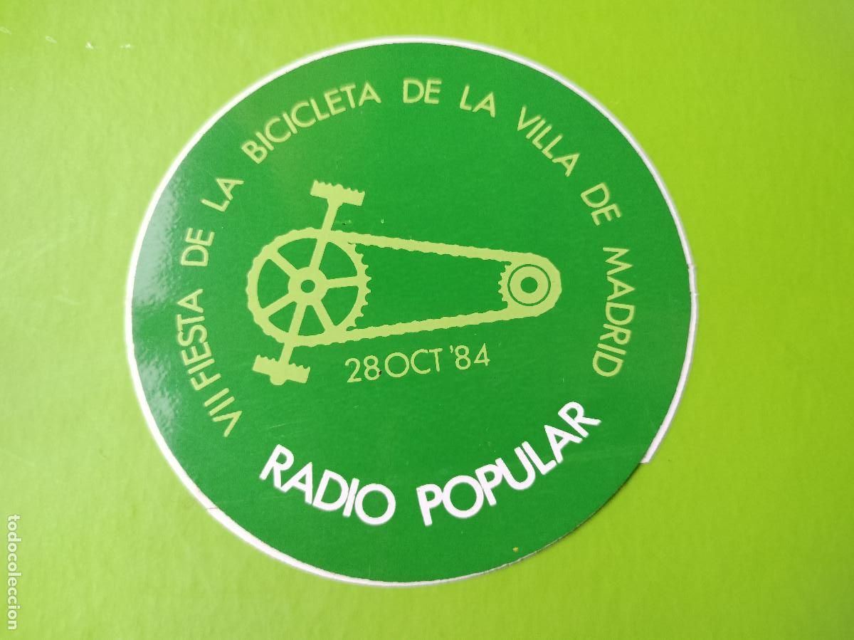 Pegatinas de colecci&oacute;n: Pegatina ciclismo VII Fiesta de la Bicicleta de la Villa de Madrid Radio Popular octubre 1984