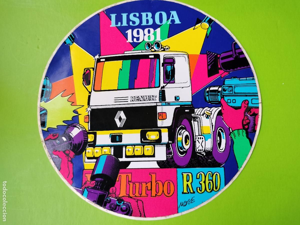 Pegatinas de colecci&oacute;n: Pegatina motor camiones Renault Turbo R 360 Lisboa 1981