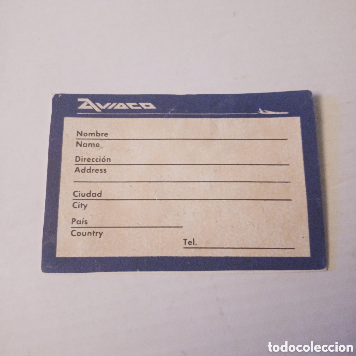 Pegatinas de colecci&oacute;n: Pegatina Adhesivo a&ntilde;os 80 etiqueta equipaje maleta compa&ntilde;ia aerea Aviaco 9x6.cm