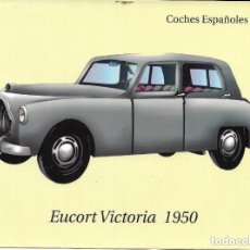 Pegatinas de colección: :::: AA248 - PEGATINA COCHES ESPAÑOLES - EUCORT VICTORIA 1950 - 19 X 14,5 CM.