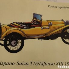 Pegatinas de colección: :::: AA251 - PEGATINA COCHES ESPAÑOLES - HISPANO-SUIZA T15/ALFONSO XIII - 1912 - 19 X 14,5 CM.