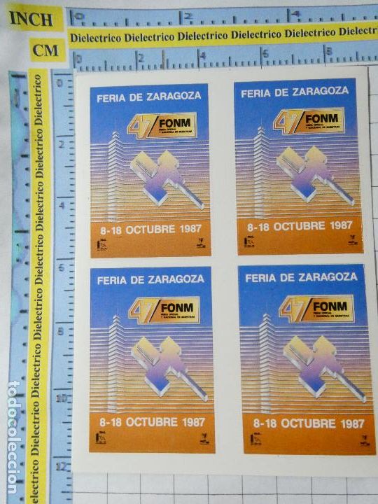 Autocollants de collection: 4 PEGATINAS DE ZARAGOZA. A&Ntilde;O 1987 FONM DERIA DE MUESTRAS. 37