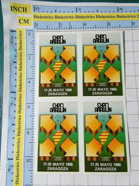 Collection stickers: 4 PEGATINAS DE ZARAGOZA. A&Ntilde;O 1986. EXPO ARAG&Oacute;N AGROALIMENTACI&Oacute;N ARTESAN&Iacute;A CULTURA . 48