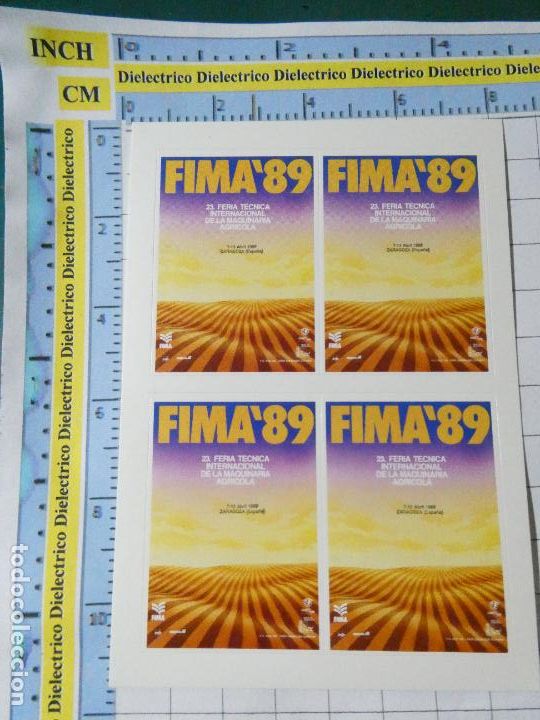 Autocollants de collection: 4 PEGATINAS DE ZARAGOZA. A&Ntilde;O 1989. FIMA 89 FERIA T&Eacute;CNICA MAQUINARIA AGR&Iacute;COLA . 53