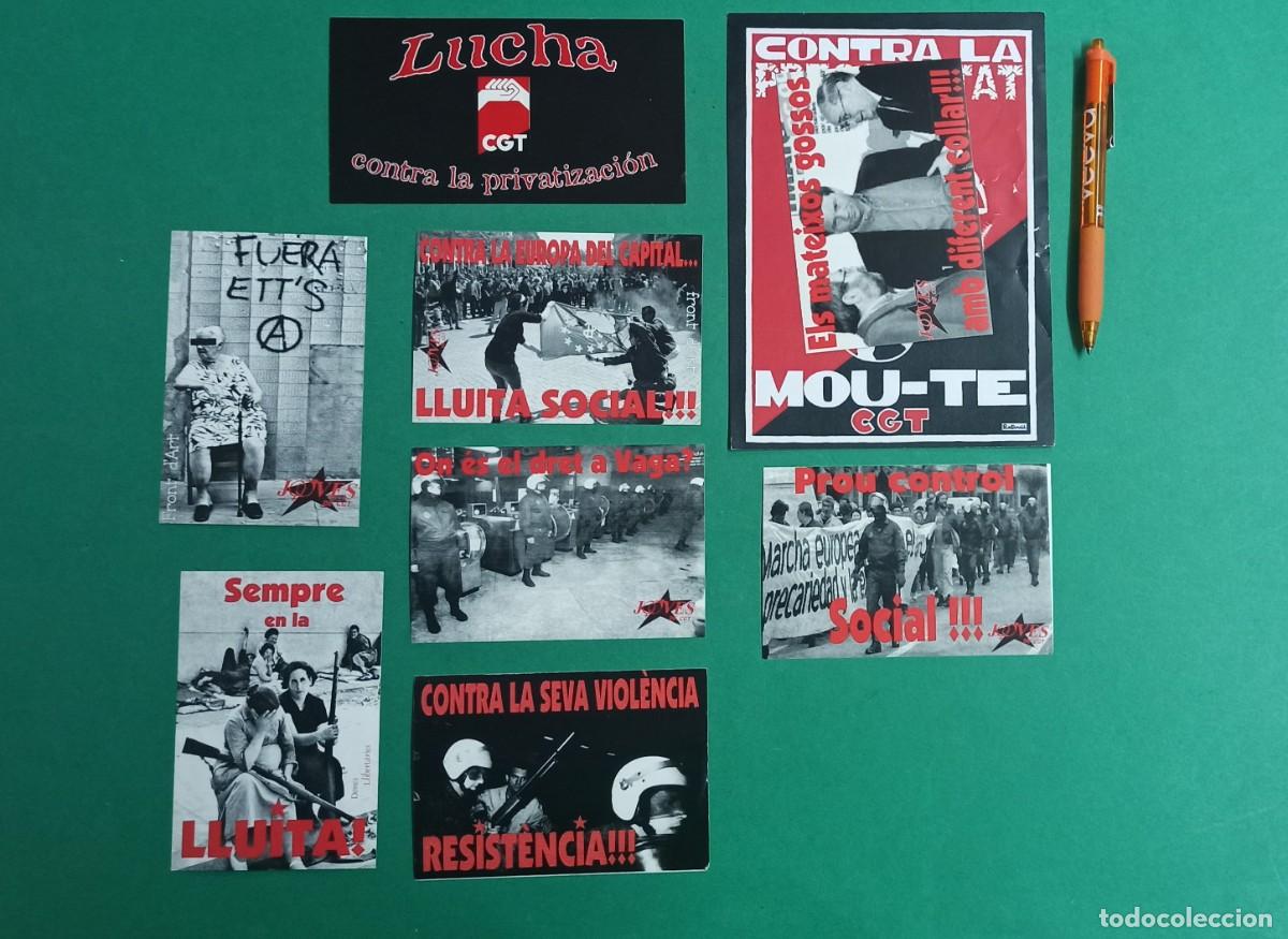 Collection stickers: colecci&oacute;n 9 pegatinas antiguos adhesivos politicos. Extrema izquierda. Catalanas. CGT. sindicato