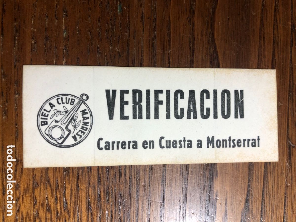 Autocollants de collection: ADHESIVO VERIFICACI&Oacute;N CARRERA EN CUESTA A MONTSERRAT BIELA CLUB MANRESA BLANCO COCHE