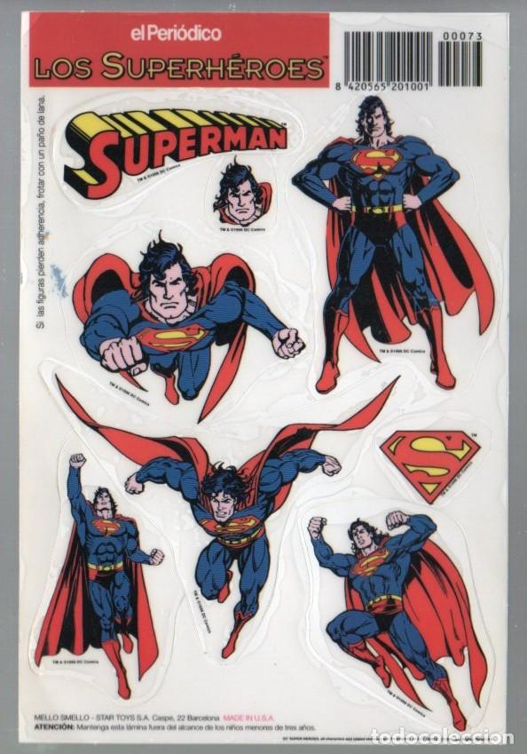 Pegatinas de colecci&oacute;n: ANTIGUA HOJA CON 8 PEGATINAS - ADHESIVOS, SUPERMAN, 1996, LOS SUPERHEROES EL PERIODICO. SIN PEGAR.