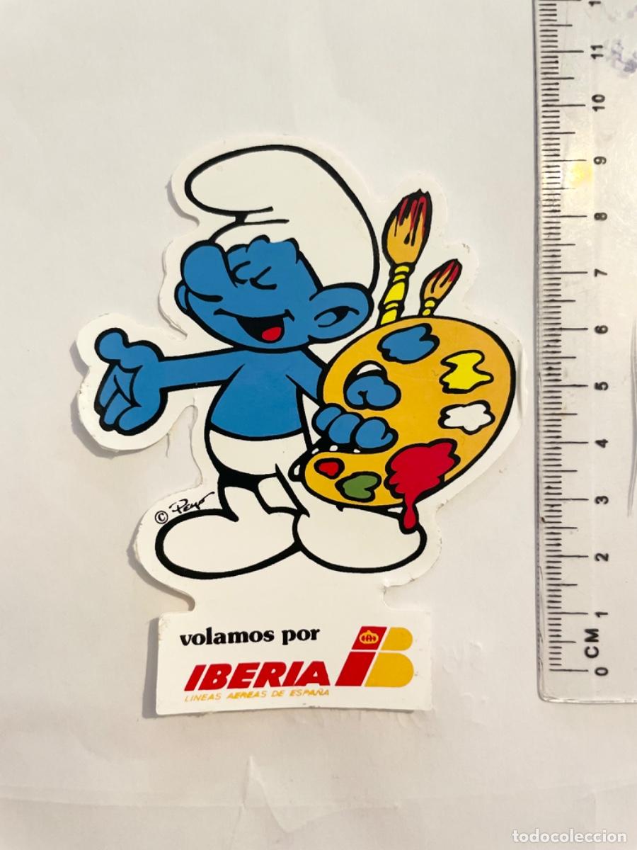 Pegatinas de colecci&oacute;n: PEGATINA IBERIA PITUFO PINTOR A&Ntilde;OS 80 , SIN TRASERA , ver fotos . Buen estado