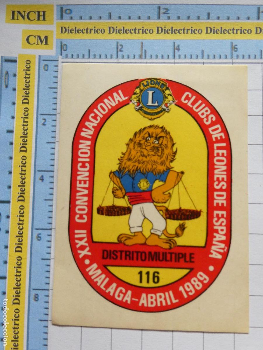 Autocollants de collection: PEGATINA DE LIONS INTERNATIONAL. CONVENCI&Oacute;N NACIONAL CLUBS DE LEONES M&Aacute;LAGA 1989. 34