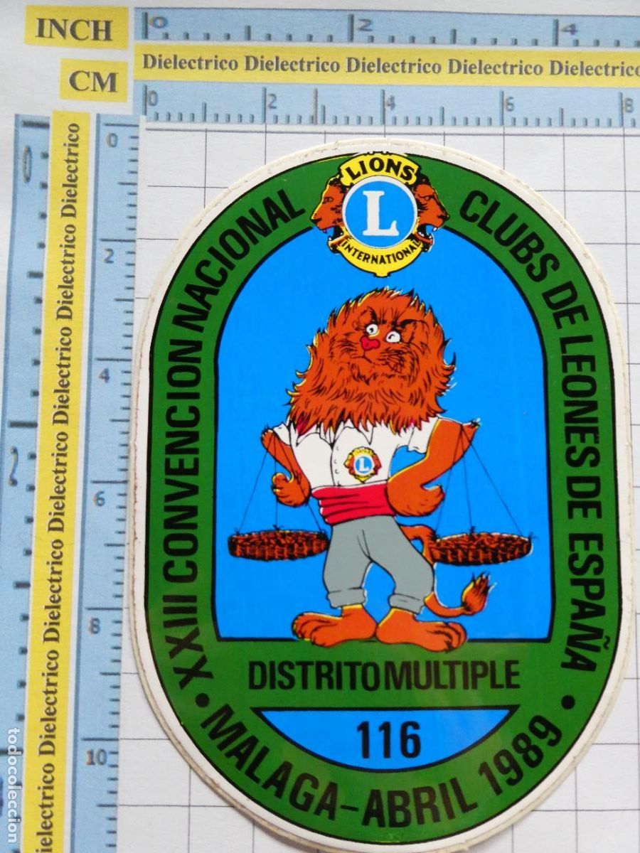 Adesivi di collezione: PEGATINA DE LIONS INTERNATIONAL. CONVENCI&Oacute;N NACIONAL CLUBS DE LEONES M&Aacute;LAGA 1989. 35