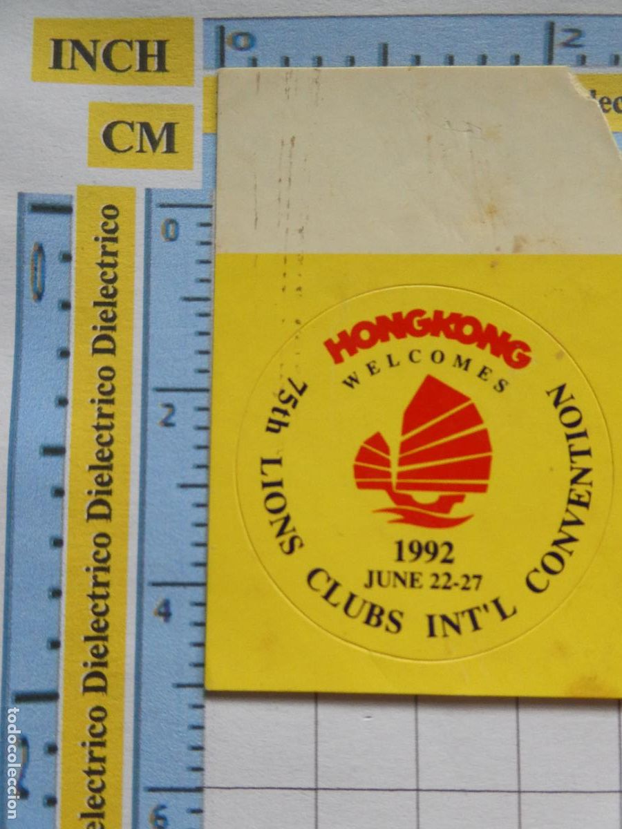 Collection stickers: PEGATINA DE LIONS INTERNATIONAL. CLUB LEONES HONG KONG 1992. 41