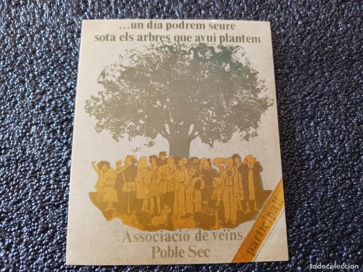 Pegatinas de colecci&oacute;n: antigua pegatina sin adhesivo de associacio de veins de poble sec, 9 x 7,5 cm