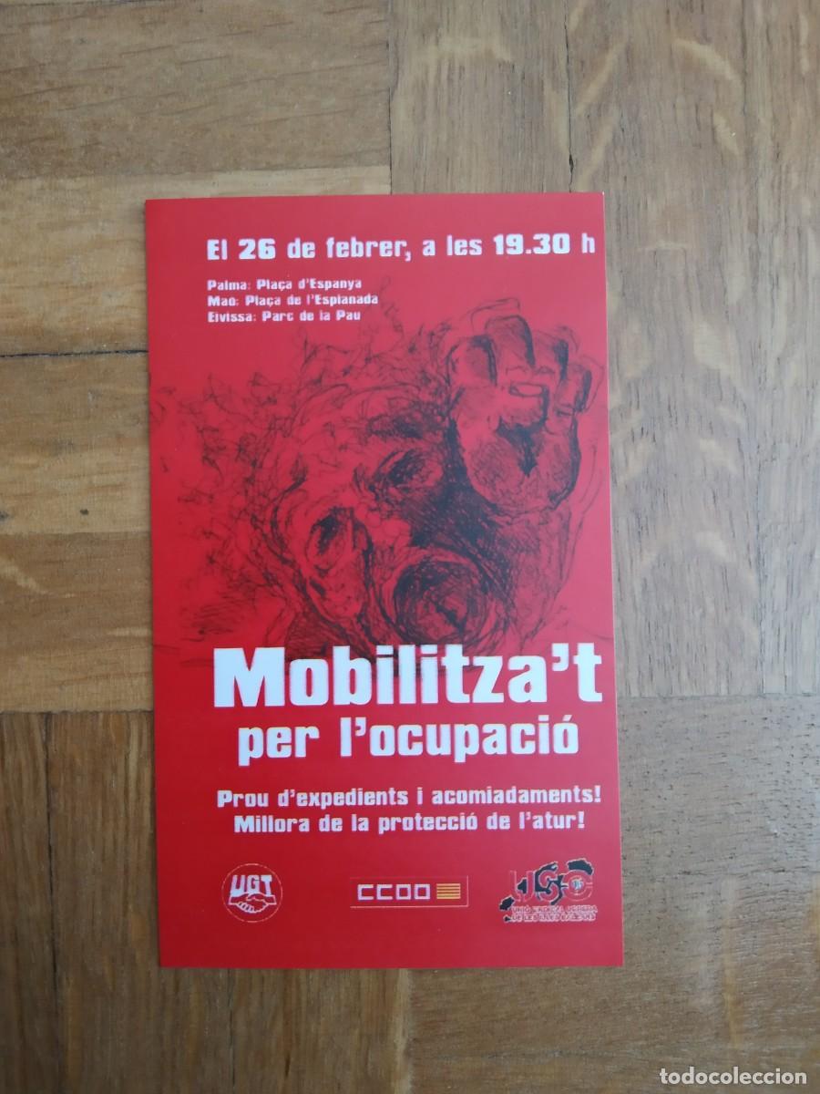 Pegatinas de colecci&oacute;n: PEGATINA POLITICA SINDICAL UGT CCOO USO EL 26 DE FEBRER MOBILITZA`T PER L`OCUPACI&Oacute; SIN PEGAR