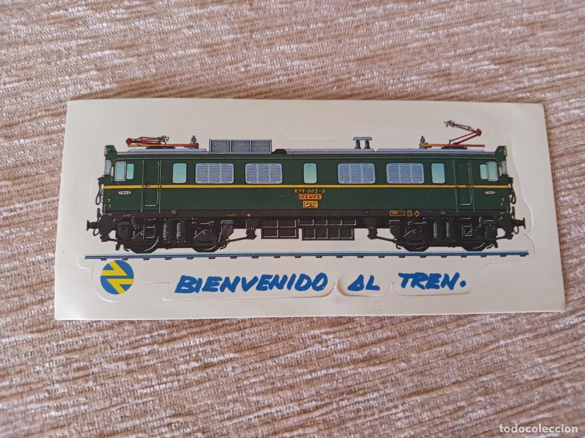 Pegatinas de colecci&oacute;n: antiguo adhesivo de renfe, bienvenidos al tren, 13 x 5,5 cm