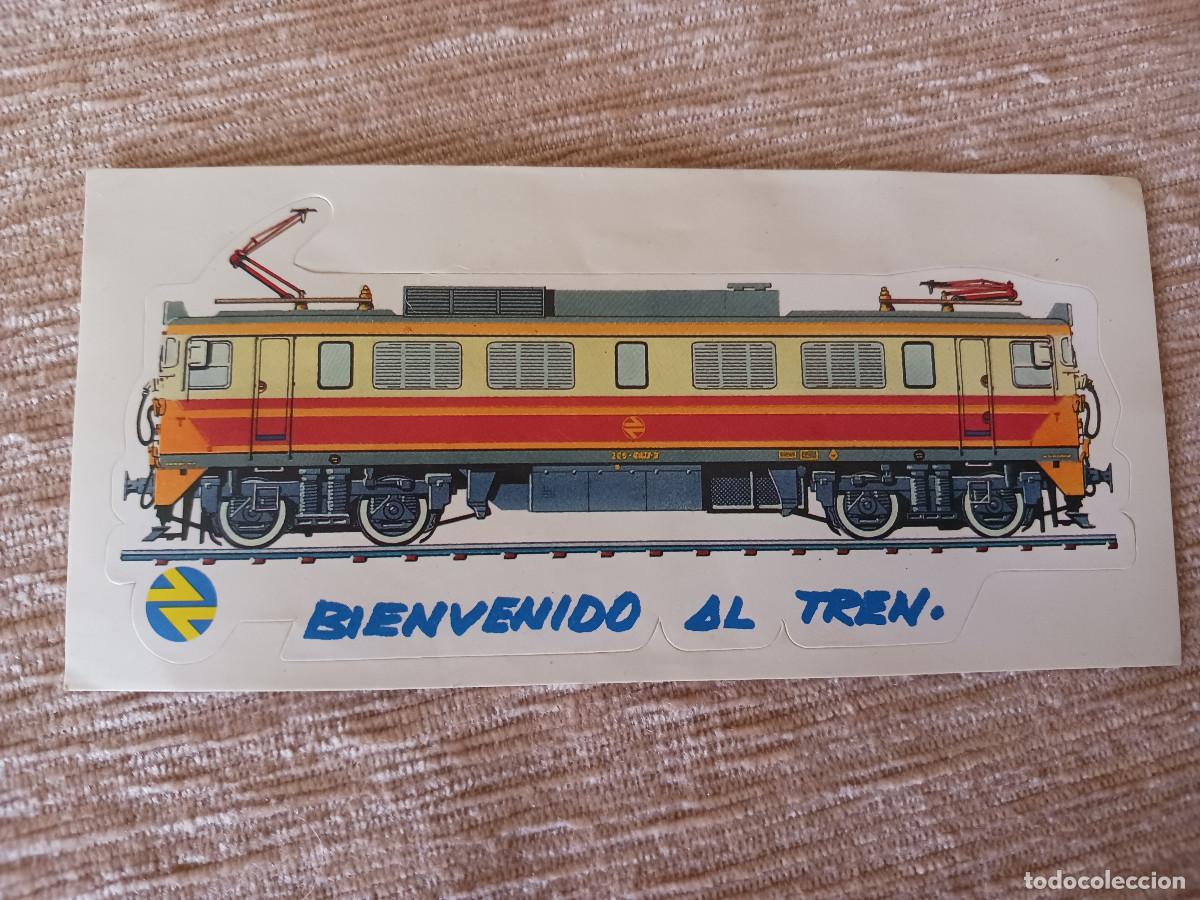 Pegatinas de colecci&oacute;n: antiguo adhesivo de renfe, bienvenidos al tren, 13 x 6 cm