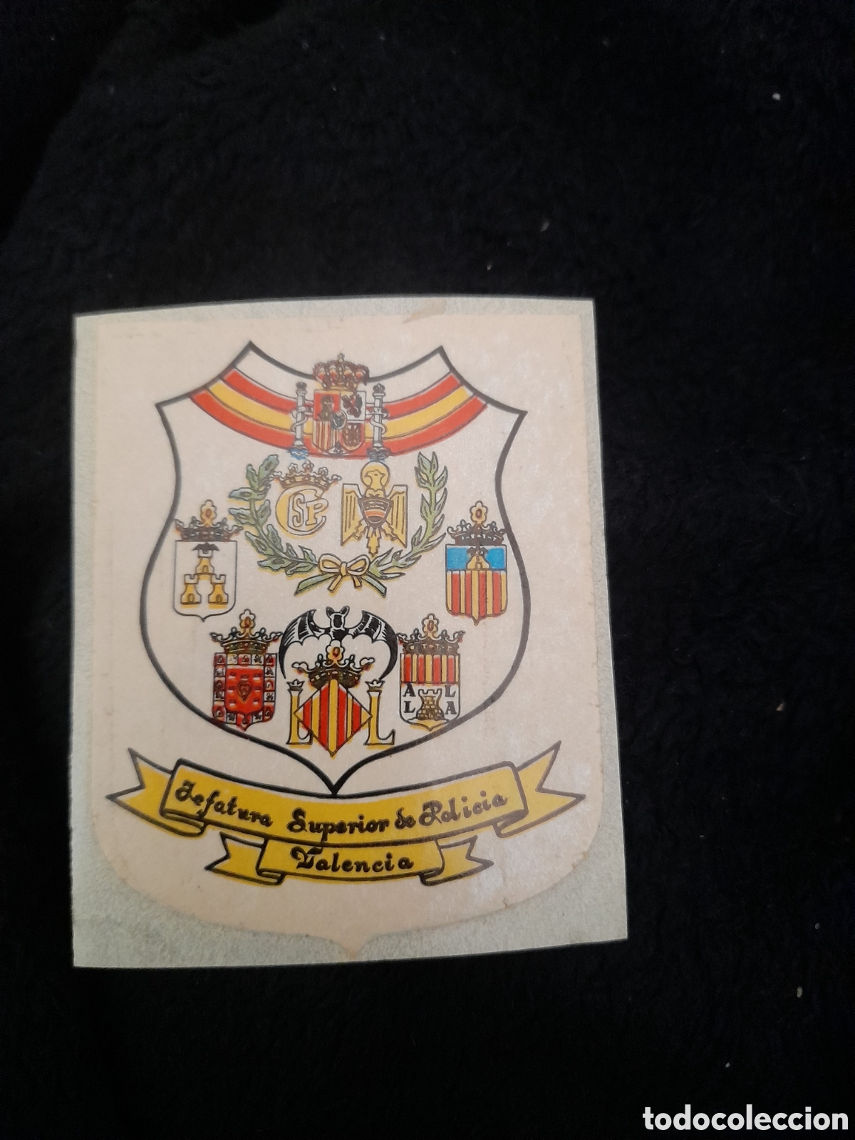 Autocollants de collection: Antigua pegatina, Jefatura Superior de polic&iacute;a, Valencia, mide 7,4x6cm