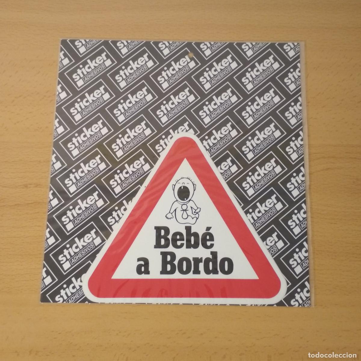 Pegatinas de colecci&oacute;n: Pegatina triangular se&ntilde;al advertencia precauci&oacute;n Beb&eacute; a bordo. Sticker adhesivos. A&ntilde;os 90. Nueva.
