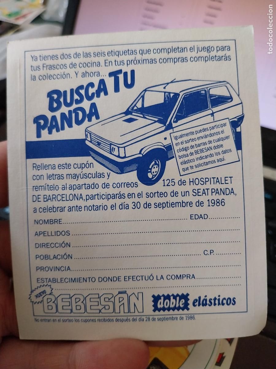Pegatinas de colecci&oacute;n: BEBESAN CACAO HARINA SORTEO SEAT PANDA PEGATINA ORIGINAL 11 X 9 CM :