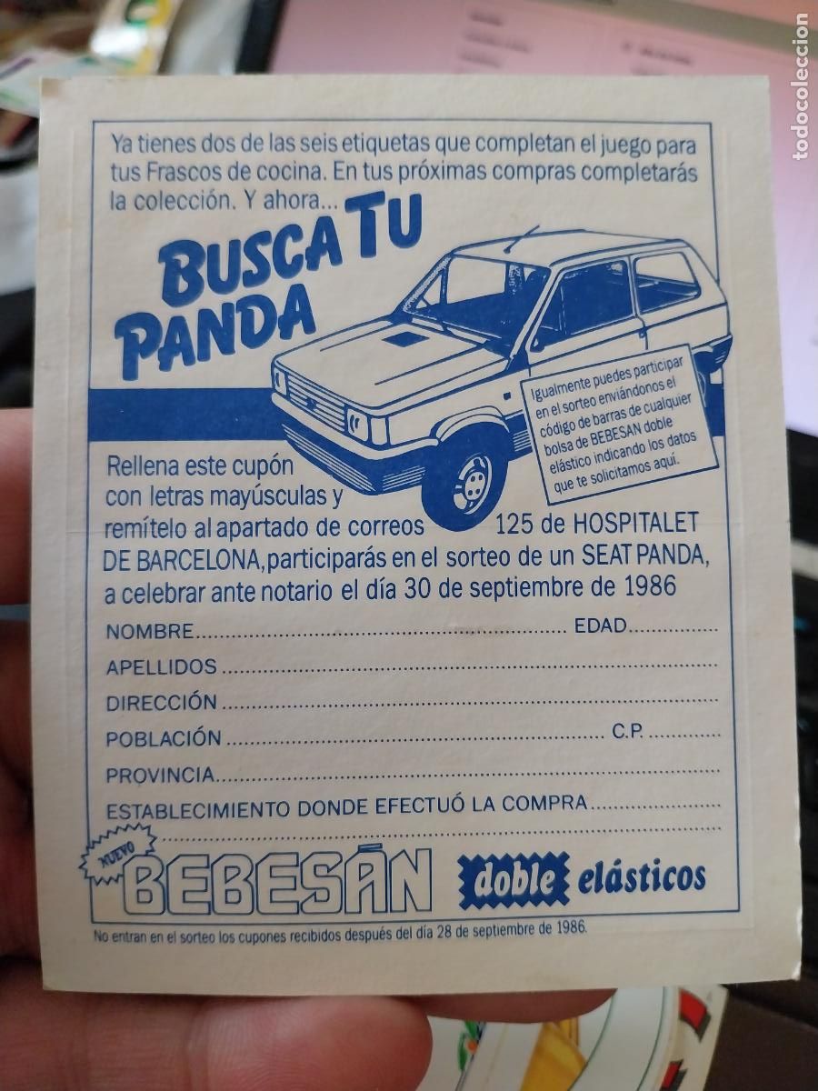 Pegatinas de colecci&oacute;n: BEBESAN CAFE AZUCAR SORTEO SEAT PANDA PEGATINA ORIGINAL 11 X 9 CM :