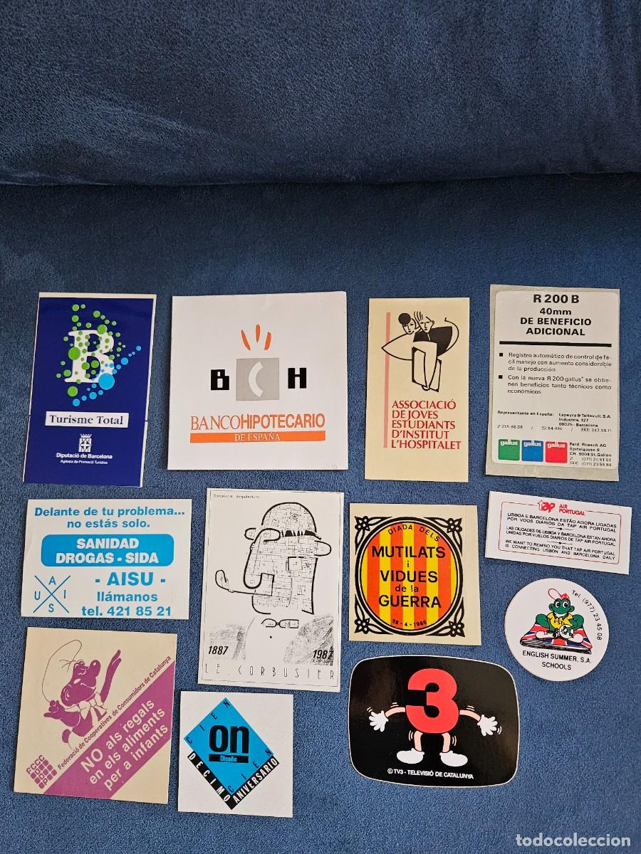 Pegatinas de colecci&oacute;n: Lote De 12 Antiguos Adhesivos/ Pegatinas Variadas De Los A&ntilde;o 70 Casi Todas.