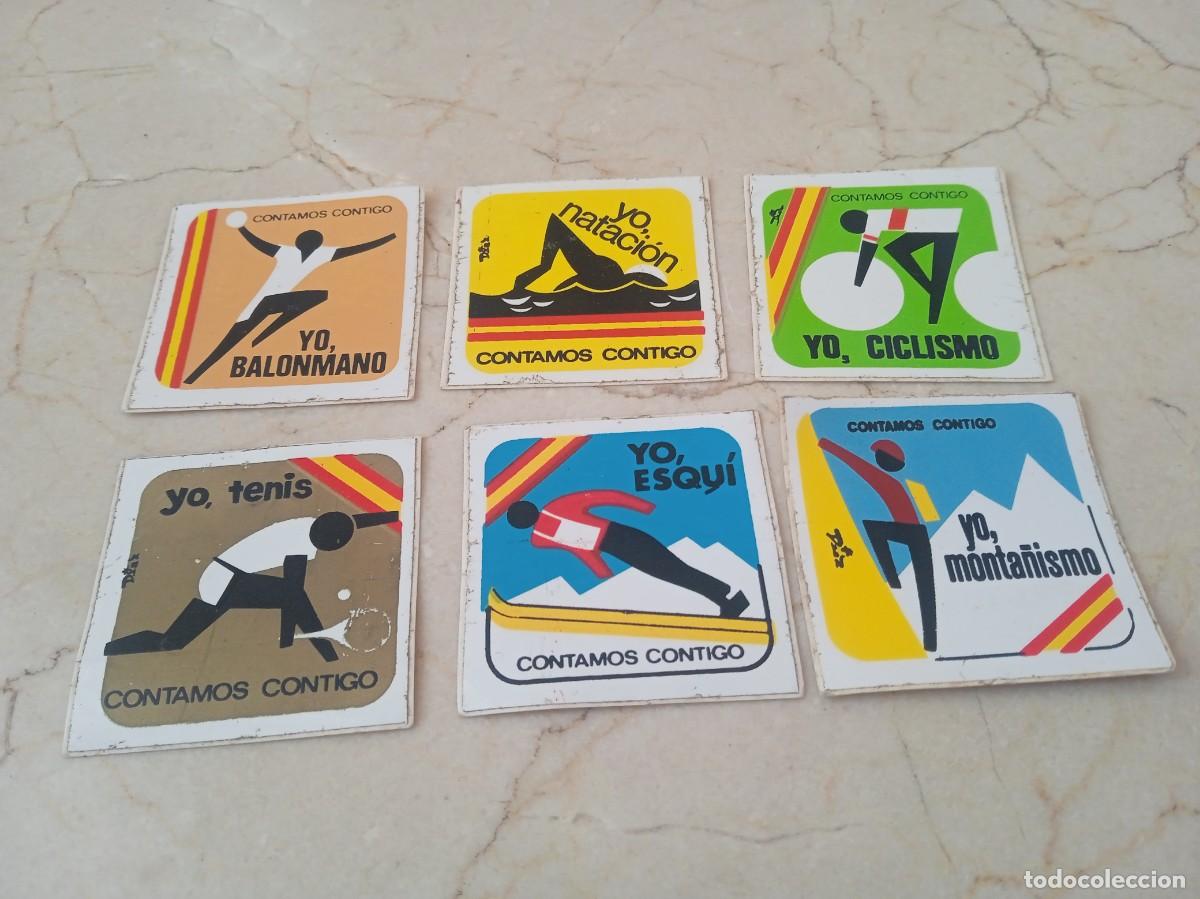 Pegatinas de colecci&oacute;n: Coleccion Contamos Contigo. A&ntilde;o oks 70. Monta&ntilde;ismo, ciclismo, nataci&oacute;n, balonmano, esqu&iacute;, tenis