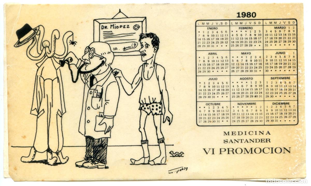 Pegatinas de colecci&oacute;n: Pegatina calendario de 1980, 6&ordf; promoci&oacute;n medicina Santander