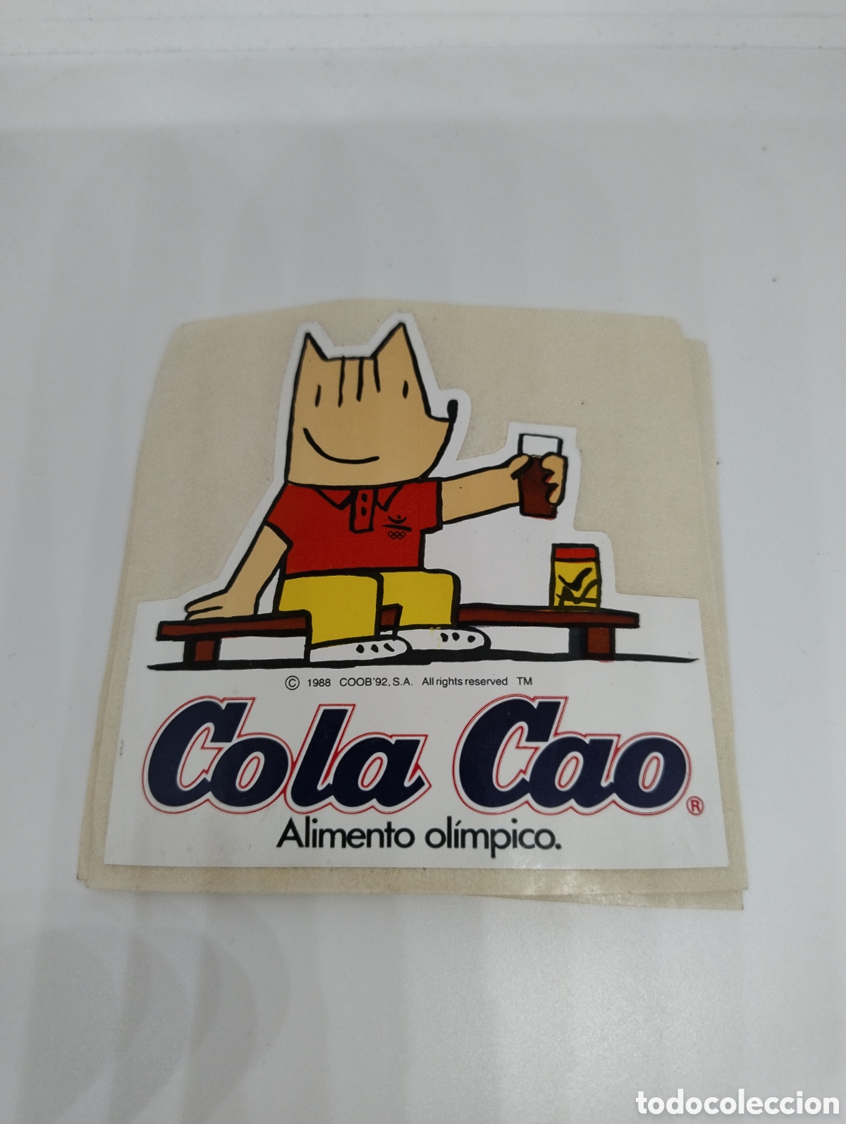 Pegatinas de colecci&oacute;n: M69 Pegatina antigua a&ntilde;os 80. Cobi Cola Cao Alimento Olimpico. Nueva sin usar.