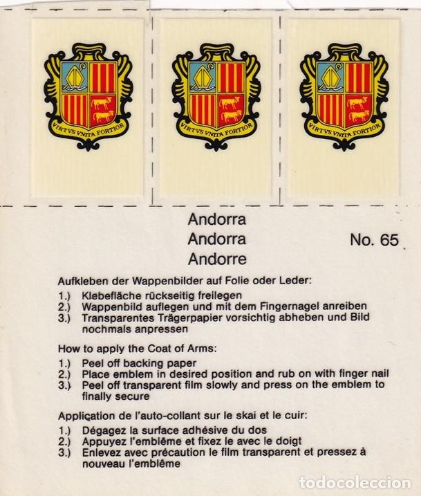 Pegatinas de colecci&oacute;n: N&ordm; 65 - Pegatinas-calcoman&iacute;as / Andorra &middot; Andorre - Coat of Arms / Incompleta