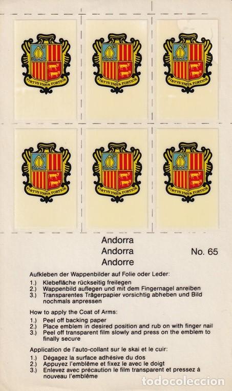 Autocolantes de cole&ccedil;&atilde;o: N&ordm; 65 - Pegatinas-calcoman&iacute;as / Andorra &middot; Andorre - Coat of Arms