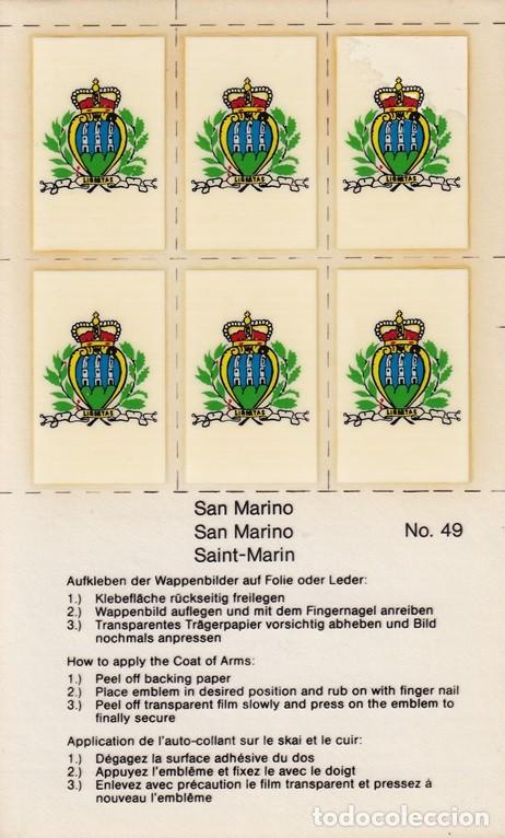 Autocolantes de cole&ccedil;&atilde;o: N&ordm; 49 - Pegatinas-calcoman&iacute;as / San Marino &middot; Saint-Marin - Coat of Arms
