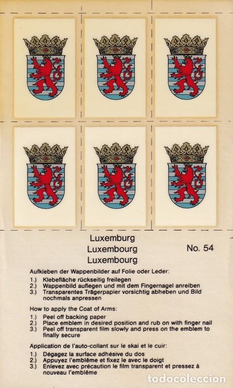 Autocolantes de cole&ccedil;&atilde;o: N&ordm; 54 - Pegatinas-calcoman&iacute;as / Luxemburgo &middot; Luxemburg &middot; Luxembourg - Coat of Arms