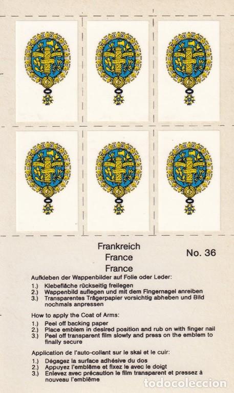 Autocolantes de cole&ccedil;&atilde;o: N&ordm; 36 - Pegatinas-calcoman&iacute;as / Francia &middot; Frankreich &middot; France - Coat of Arms