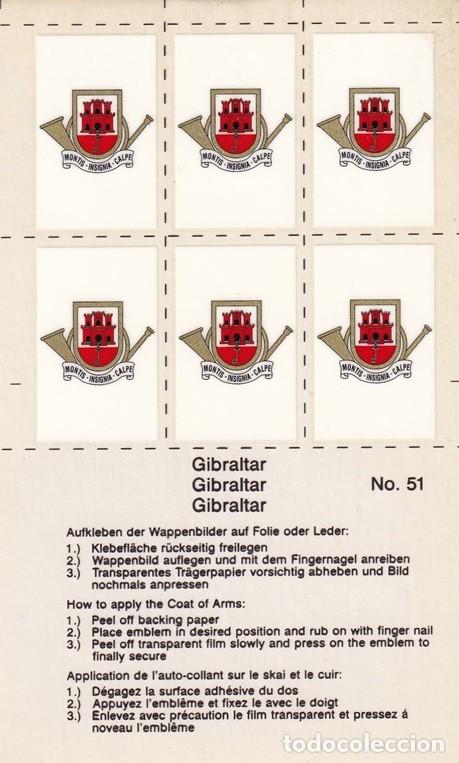 Autocolantes de cole&ccedil;&atilde;o: N&ordm; 51 - Pegatinas-calcoman&iacute;as / Gibraltar &middot; Gibraltar - Coat of Arms