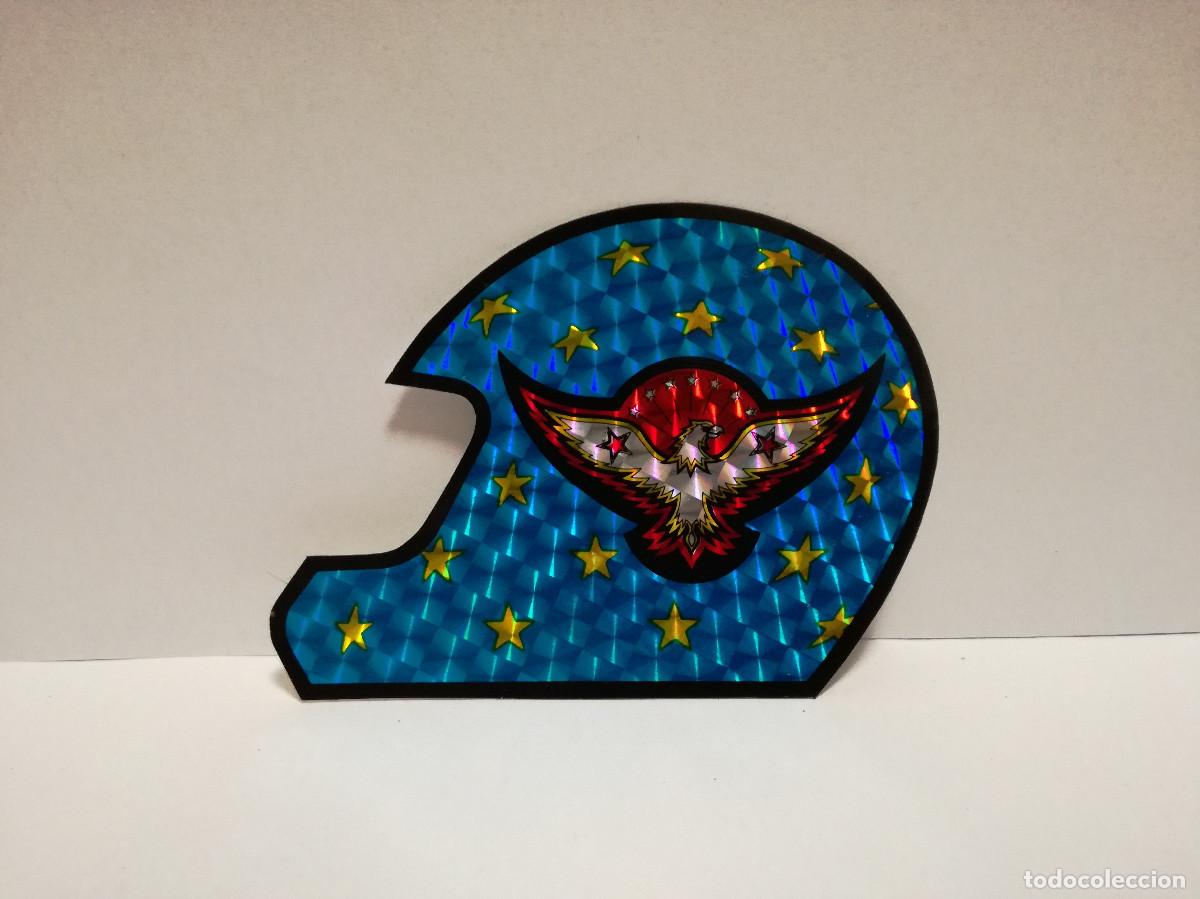 Pegatinas de colecci&oacute;n: PEGATINA ADHESIVO PRISMATICA - CASCO AZUL ESTRELLAS AGUILA- 6cm x 9cm