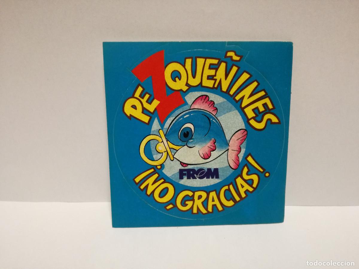 Pegatinas de colecci&oacute;n: PEGATINA ADHESIVO ALIMENTACI&Oacute;N - PEZQUE&Ntilde;INES NO GRACIAS FROM - 9cm x 9cm