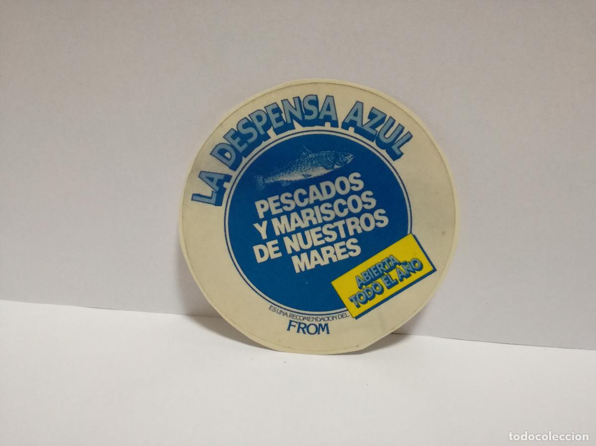 Pegatinas de colecci&oacute;n: PEGATINA ADHESIVO ALIMENTACI&Oacute;N - LA DESPENSA AZUL PESCADOS Y MARISCOS DE NUESTROS FROM - 8cm x 8cm