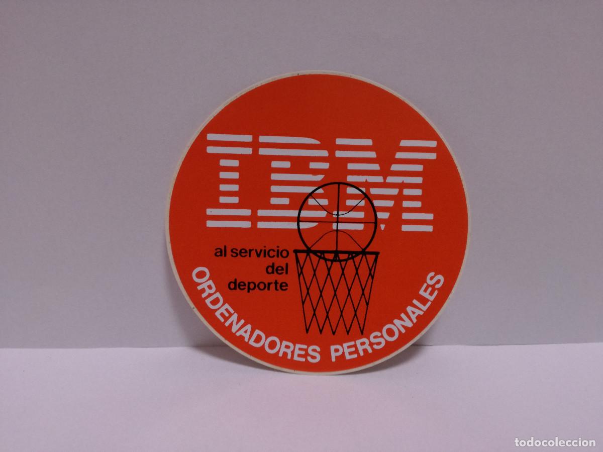 Pegatinas de colecci&oacute;n: PEGATINA ADHESIVO - IBM ORDENADORES PERSONALES AL SERVICIO DEL DEPORTE - 9cm x 9cm