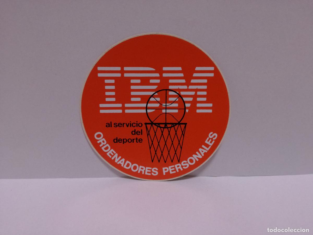 Pegatinas de colecci&oacute;n: PEGATINA ADHESIVO - IBM ORDENADORES PERSONALES AL SERVICIO DEL DEPORTE - 9cm x 9cm