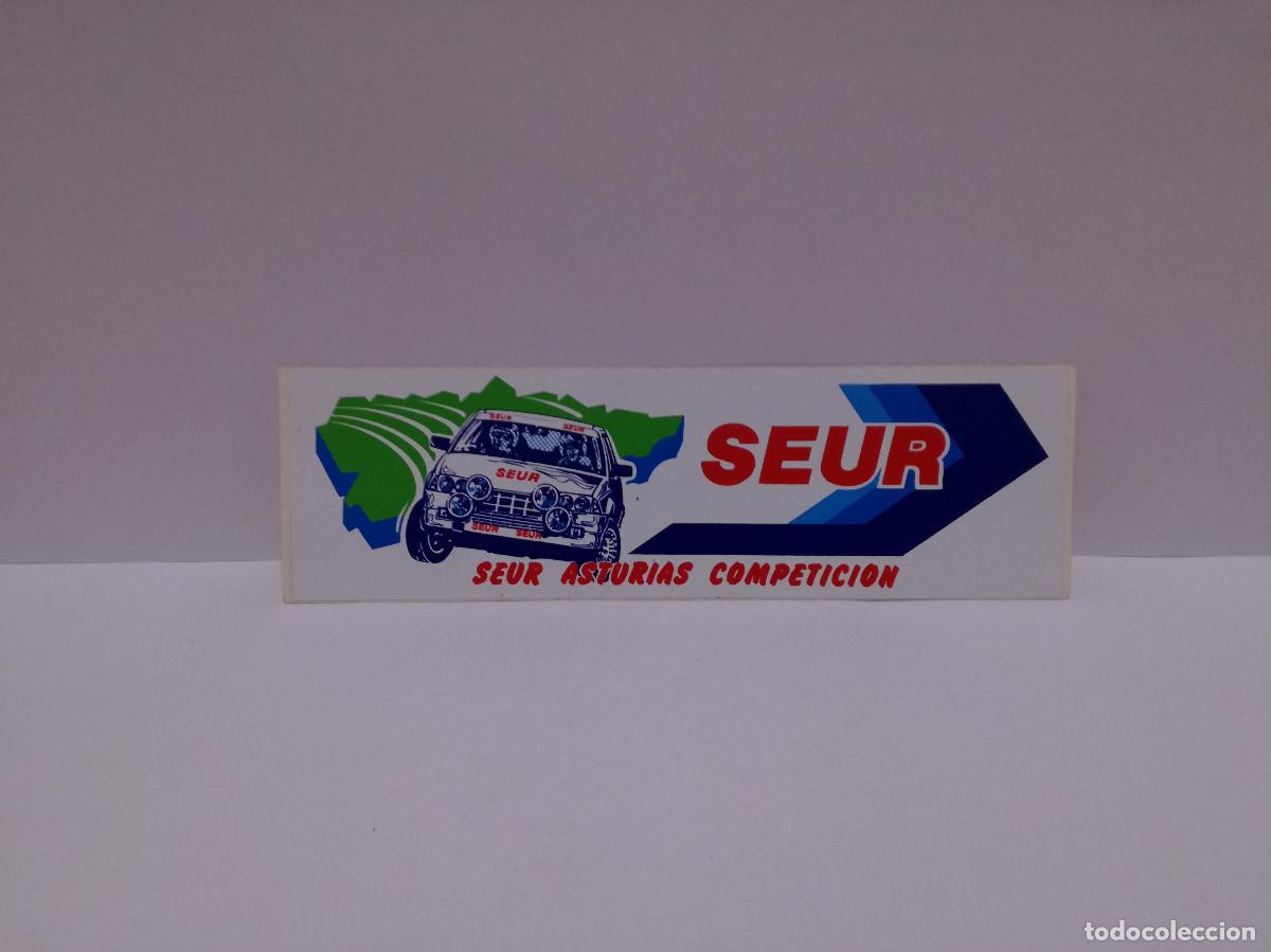 Pegatinas de colecci&oacute;n: PEGATINA ADHESIVO MOTOR - AGENCIA DE TRANSPORTES SEUR ASTURIAS COMPETICI&Oacute;N COCHE RALLY - 6cm x 20cm
