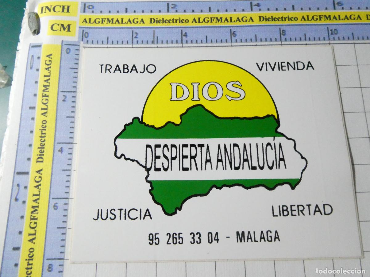 Collection stickers: PEGATINA POL&Iacute;TICO SINDICAL. DIOS DESPIERTA ANDALUCIA TRABAJO VIVIENDA JUSTICIA LIBERTAD M&Aacute;LAGA