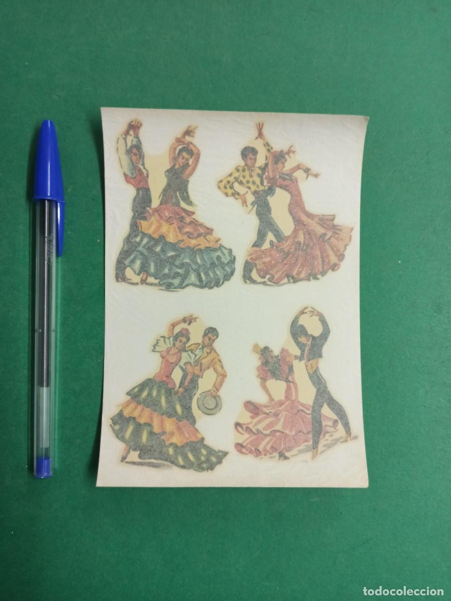 Pegatinas de colecci&oacute;n: Antiguas calcomanias Ortega. Baile Flamenco. Pareja bailando.