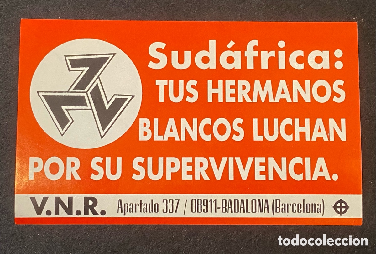 Pegatinas de colecci&oacute;n: VNR VANGUARDIA NACIONAL REVOLUCIONARIA ADHESIVO PEGATINA POL&Iacute;TICA SUDAFRICA AFRIKANER CEDADE.