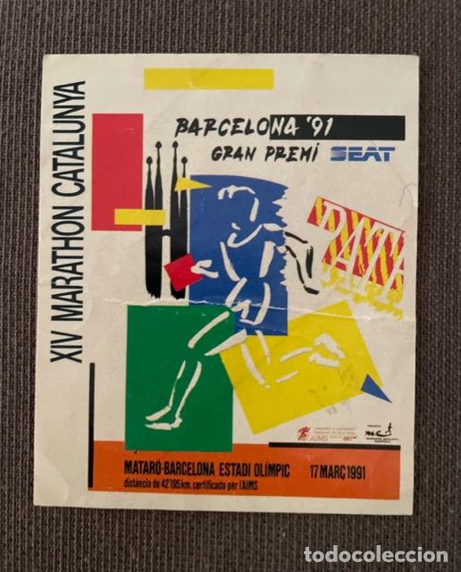 Pegatinas de colecci&oacute;n: ADHESIVO - PEGATINA XIV MARATHON - MARATON CATALUNYA (BARCELONA 91 GRAN PREMI SEAT)