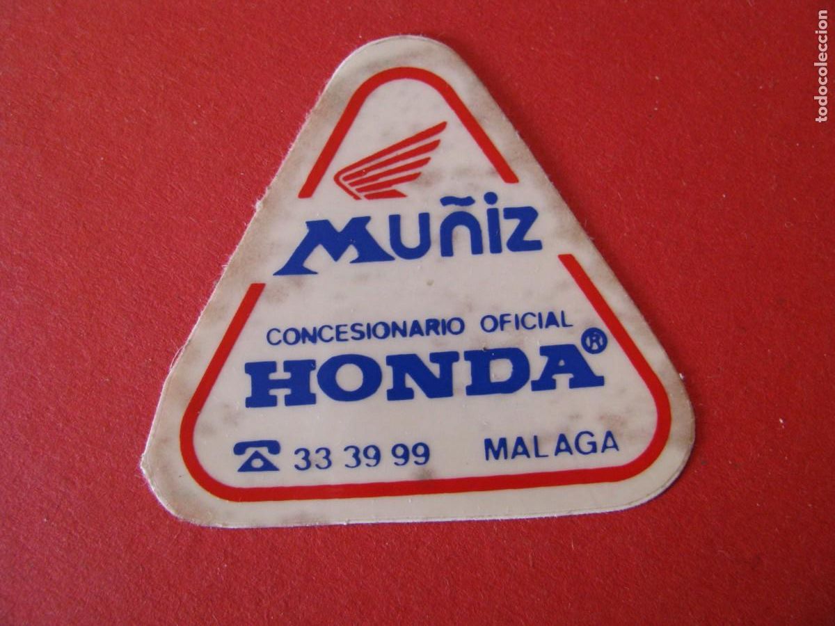 Pegatinas de colecci&oacute;n: PEGATINA MU&Ntilde;IZ MOTOS HONDA, MALAGA. 5X4,5 CM.