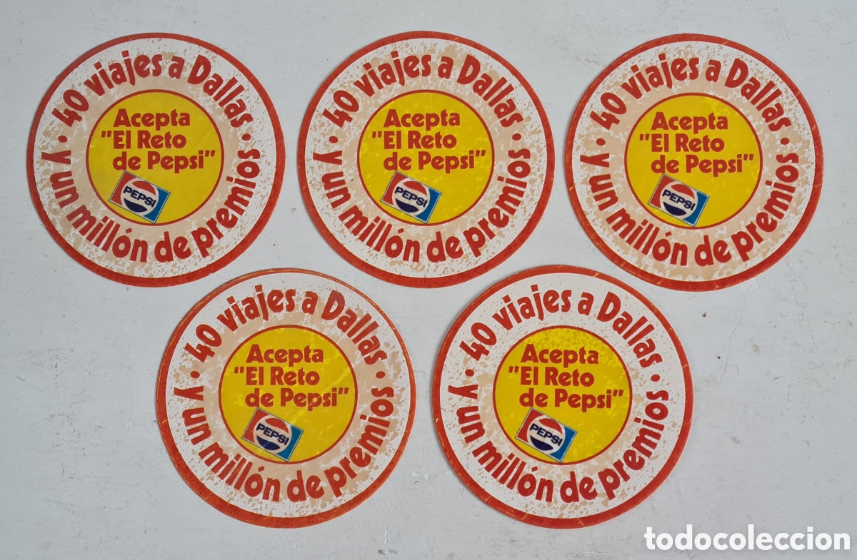 Pegatinas de colecci&oacute;n: 5 Pegatinas Promoci&oacute;n Acepta el Reto de Pepsi 40 Viajes a Dallas y Un Mill&oacute;n de Premios - Cola