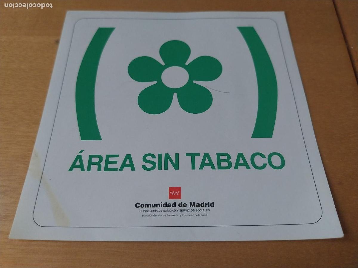 Autocolantes de cole&ccedil;&atilde;o: COMUNIDAD MADRID AREA SIN TABACO PEGATINA SIN PEGAR NUNCA 11CM