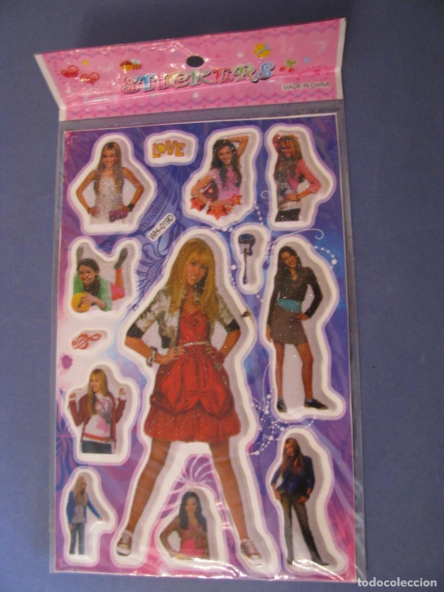 Pegatinas de colecci&oacute;n: HOJA DE PEGATINAS DE HANNAH MONTANA MILEY CYRUS. VOLUMINOSAS. PRECINTADA. HOJA MIDE 20X13 CM.
