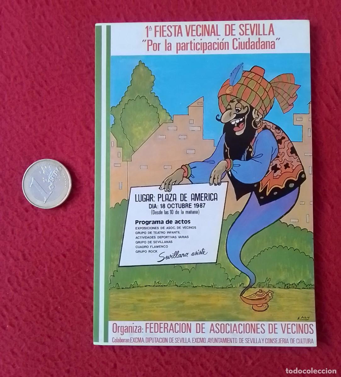 Autocollants de collection: PEGATINA ADHESIVO STICKER AUTOCOLLANT FIESTA VECINAL DE SEVILLA 1987 POR LA PARTICIPACI&Oacute;N CIUDADANA.