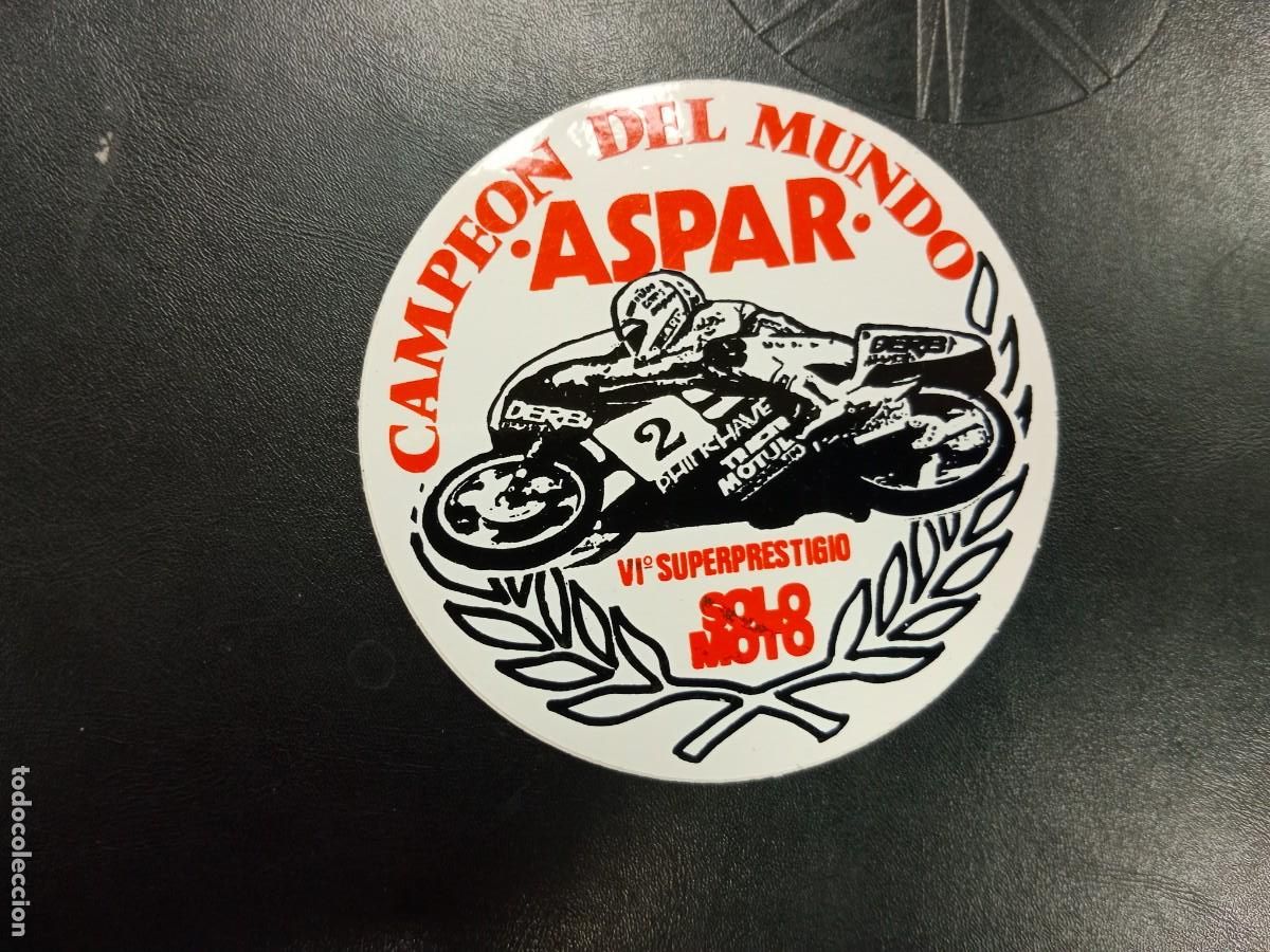Pegatinas de colecci&oacute;n: PEGATINA ADHESIVO A&Ntilde;OS 80 / 90 - SOLO MOTO VI SUPERPRESTIGIO - ASPAR CAMPEON DEL MUNDO
